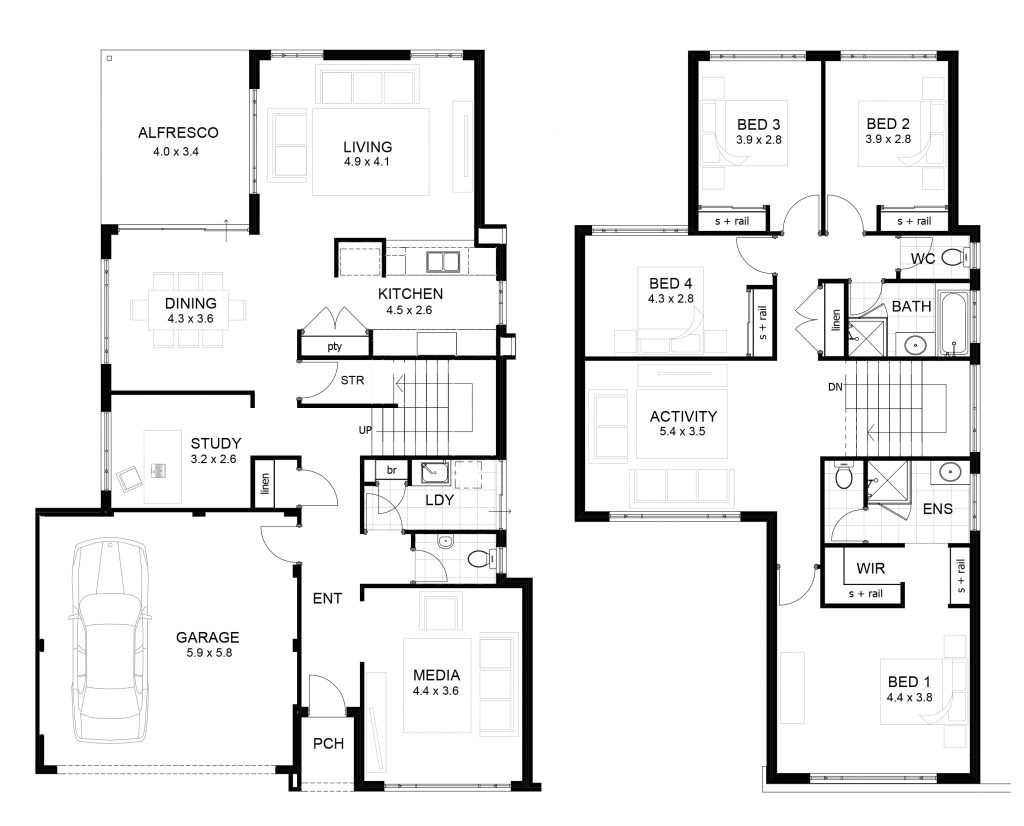 sample floor plans 2 story home
