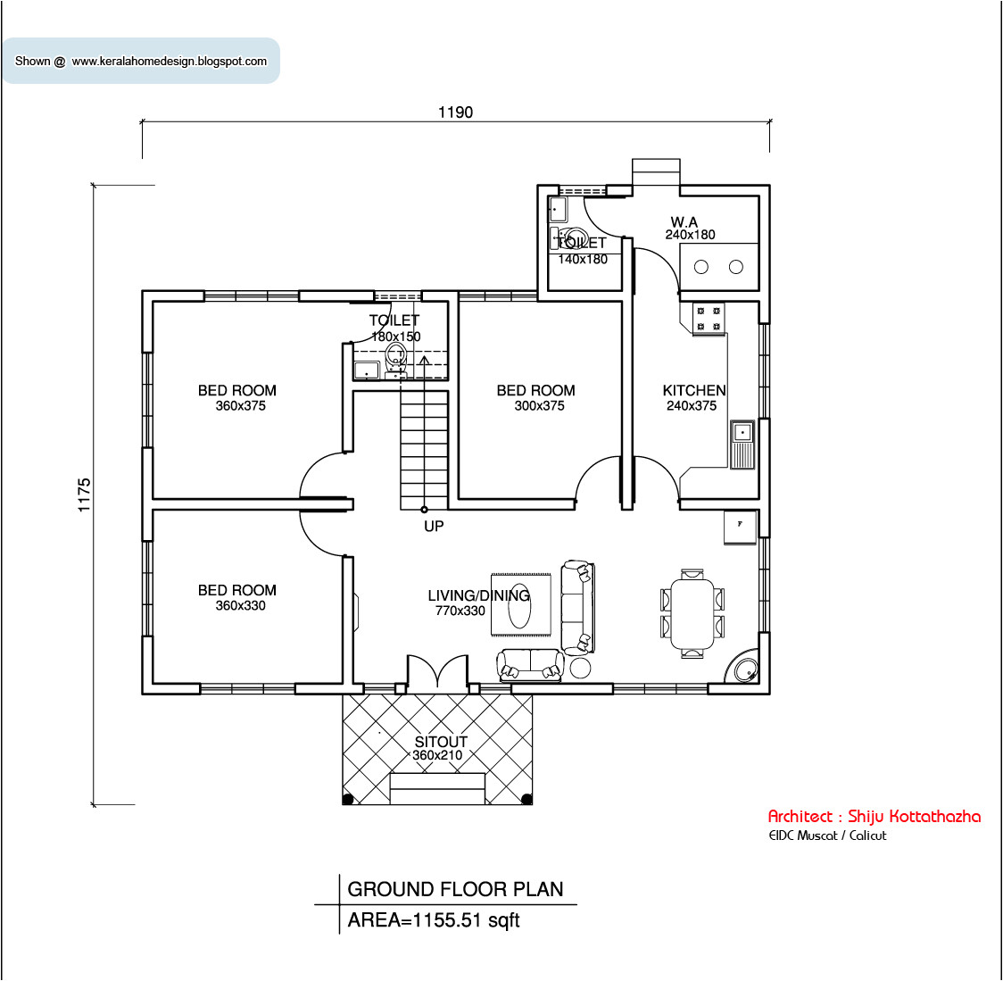kerala style single floor house plan