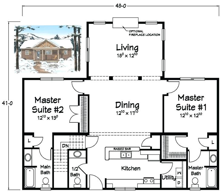 house plans with two master suites on one level