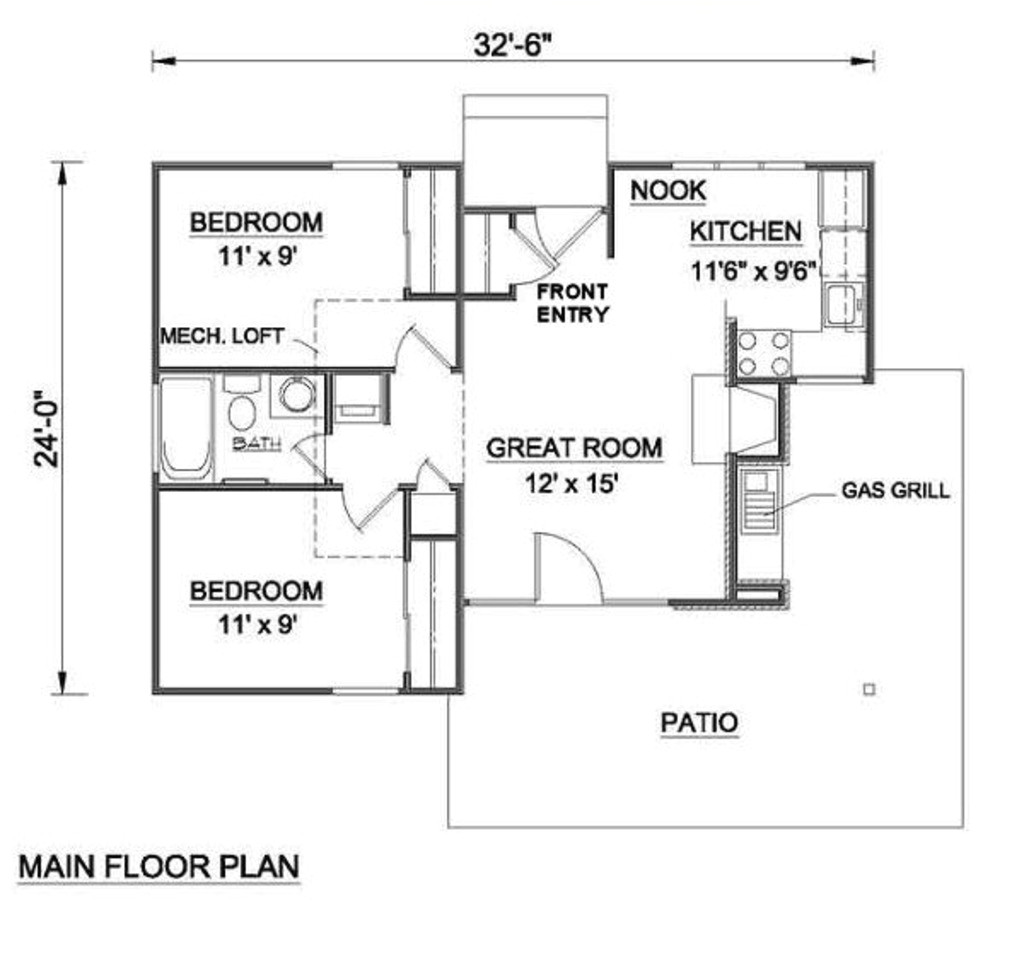 700 square feet 2 bedrooms 1 bathroom country house plans 0 garage 15329