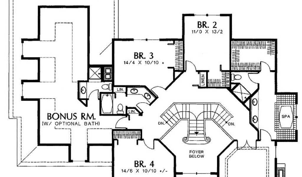 Two Story Double Staircase Foyer House, Double Staircase Foyer House Plans