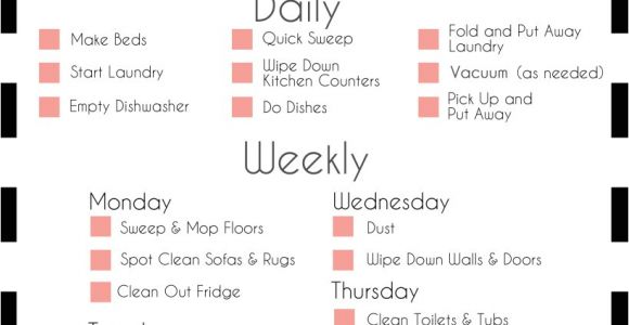 Home Cleaning Plan A Basic Cleaning Schedule Checklist Printable