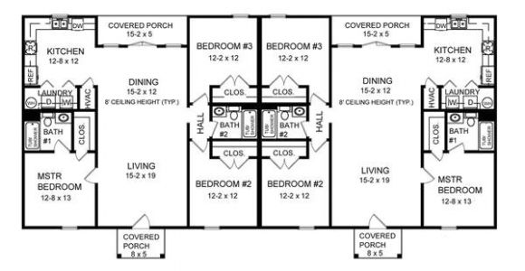 House Plans for Duplexes Three Bedroom Three Bedroom Duplex 7085 3 Bedrooms and 2 5 Baths the