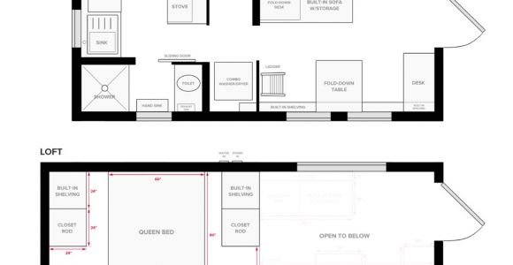 Micro Homes Floor Plans Tiny House On Wheels Floor Plans Blueprint for Construction