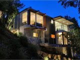 Modern Hillside Home Plans Contemporary Hillside Homes Design Night Lighting