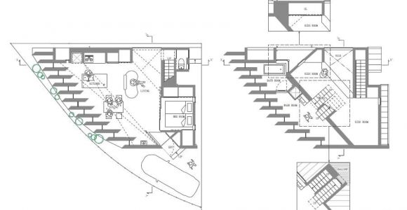 Triangular House Floor Plans Triangular House with One Room and Mezzanines